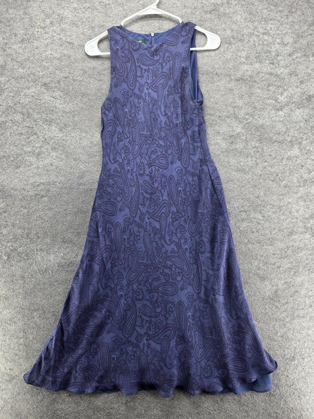 Lauren Ralph Lauren Dress Womens 10 Purple Fit & Flare Long High Neck Lined